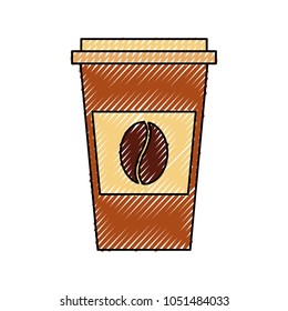 disposable coffee cup icon with coffee bean takeaway