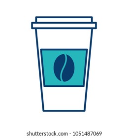 disposable coffee cup icon with coffee bean takeaway