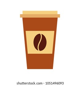 disposable coffee cup icon with coffee bean takeaway