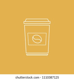 Disposable coffee cup icon with coffee beans logo.