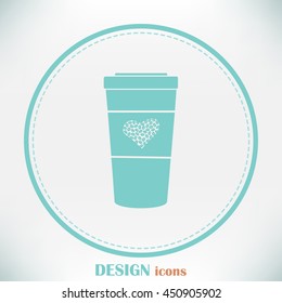 Disposable coffee cup icon with coffee beans, Vector illustratio