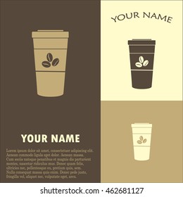 Disposable coffee cup icon with coffee beans, Vector illustration