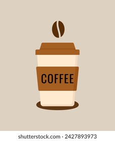 Disposable coffee cup icon. Coffe paper cup icon. Drink vector illustration design