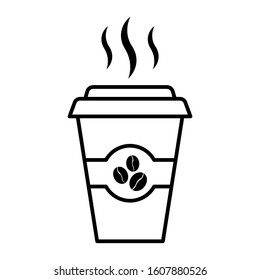 Disposable coffee cup icon design. Disposable coffee cup icon in trendy outline style design. Vector illustration.