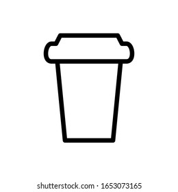 Disposable coffee cup icon designed in line style
