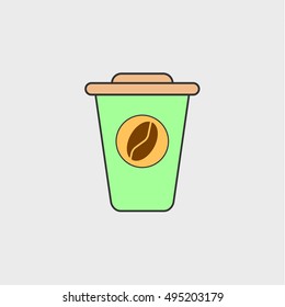 Disposable coffee cup icon, flat design