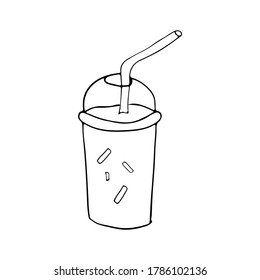 Disposable coffee cup icon. Hand drawn coffee cup illustration in vector. Doodle takeaway cup icon in vector.