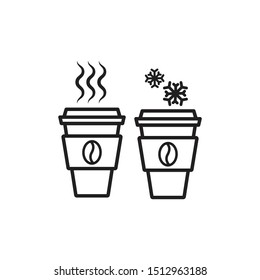 Disposable Coffee Cup Icon, Hot And Cold