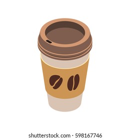Disposable coffee cup icon Isometric Vector Illustration Created For Mobile, Web, Decor, Print Products, Application on white background