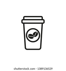 Disposable coffee cup icon. Line style. Vector. Isolated.