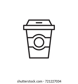 Disposable coffee cup icon on the white background