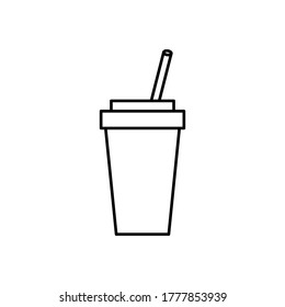 Disposable coffee cup icon, Outline vector design 