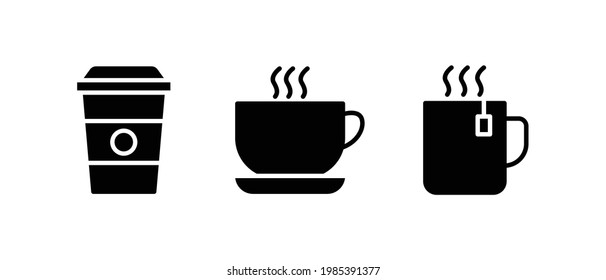 Juego de iconos de taza de café desechable vector