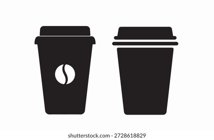 Conjunto de ícones de café descartável – Takeaway Hot Drink Black Silhouette