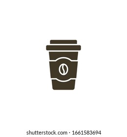 Disposable Coffee Cup Icon, Take Away Coffee Cup Symbol Vector Illustration Flat Design.