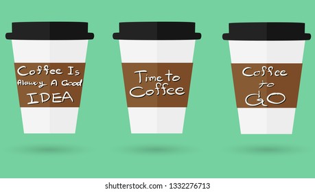 Disposable coffee cup icon with text.