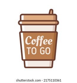 Disposable coffee cup icon with text coffee to go. Vector illustration flat illustration