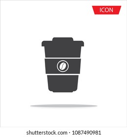 Disposable coffee cup icon vector isolated on white background.