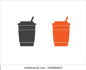 Disposable coffee cup icon vector isolated on white background.