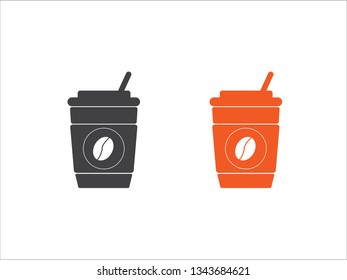 Disposable coffee cup icon vector isolated on white background.