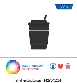 Disposable coffee cup icon vector isolated on white background.