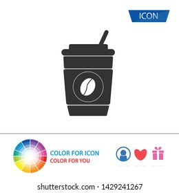 Disposable coffee cup icon vector isolated on white background.