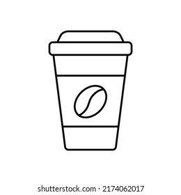 Disposable coffee cup icon vector illustration in outline style
