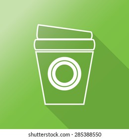 Disposable coffee cup icon with Vector illustration flat design with long shadow