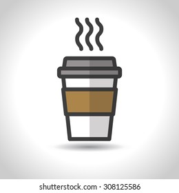 Disposable coffee cup icon. Vector, flat design