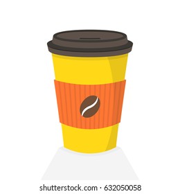 Disposable coffee cup. Icon for web and mobile application. Flat vector illustration.