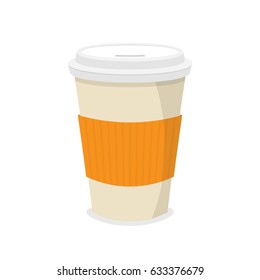 Disposable coffee cup. Icon for web and mobile application. Flat vector illustration.