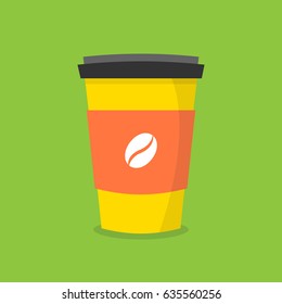 Disposable coffee cup. Icon for web and mobile application. Flat vector illustration.