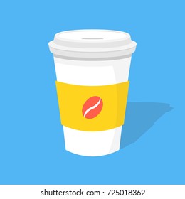 Disposable coffee cup. Icon for web and mobile application. Flat vector illustration.