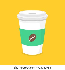 Disposable coffee cup. Icon for web and mobile application. Flat vector illustration.