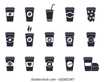 Disposable coffee cup icons