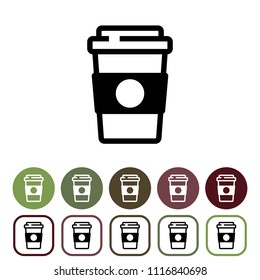 Disposable coffee cup icons set. Vector illustration.