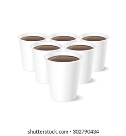 Disposable coffee cup isolated on white background, vector illustration