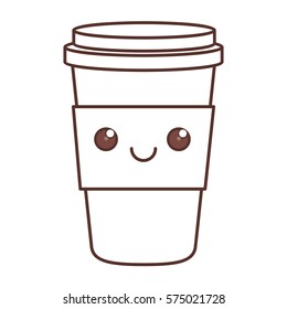 disposable coffee cup kawaii icon image vector illustration design 