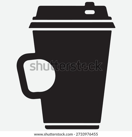 Disposable coffee cup with lid black icon isolated on transparent background takeout hot drink container