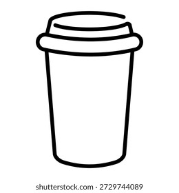 Taza de café disponible con el contorno de la línea de la tapa de la taza de café para llevar