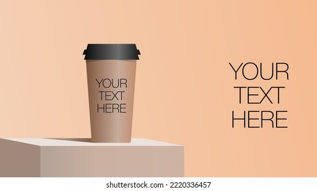Disposable coffee cup mockup on podium