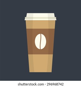 Disposable coffee cup simple  flat vector illustration,eps10