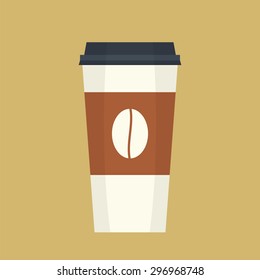 Disposable coffee cup simple  flat vector illustration,eps10