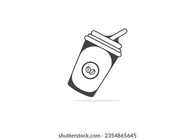 Café desechable con diseño vectorial con logo de palo. Concepto de diseño de iconos de objetos de comida y bebida.
