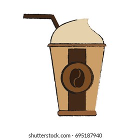 disposable coffee cup with straw icon image 