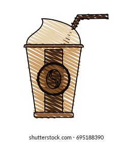 disposable coffee cup with straw icon image 