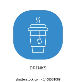 Disposable coffee cup thin line icon