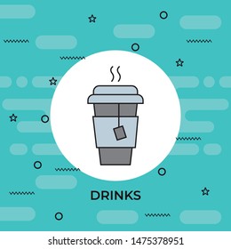 Disposable coffee cup thin line icon
