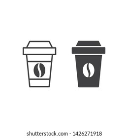 Disposable coffee cup. Vector icon template