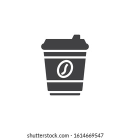 Disposable coffee cup vector icon. filled flat sign for mobile concept and web design. Takeaway coffee cup glyph icon. Coffee shop symbol, logo illustration. Vector graphics